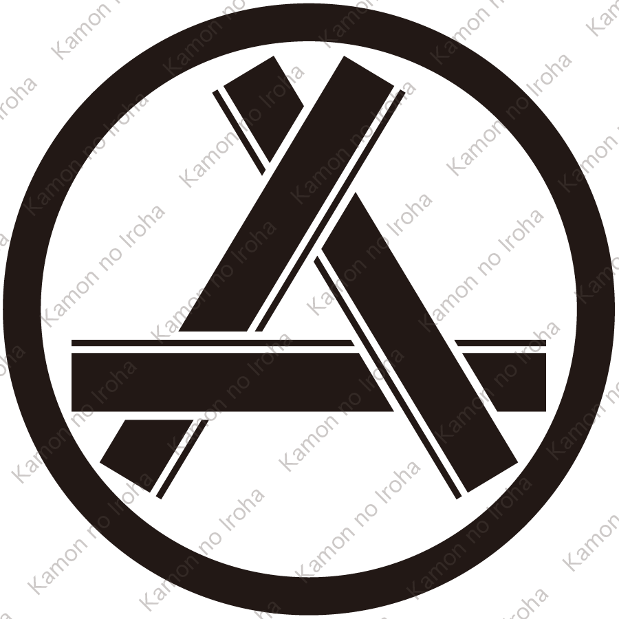 丸に子持ち三木違い木紋