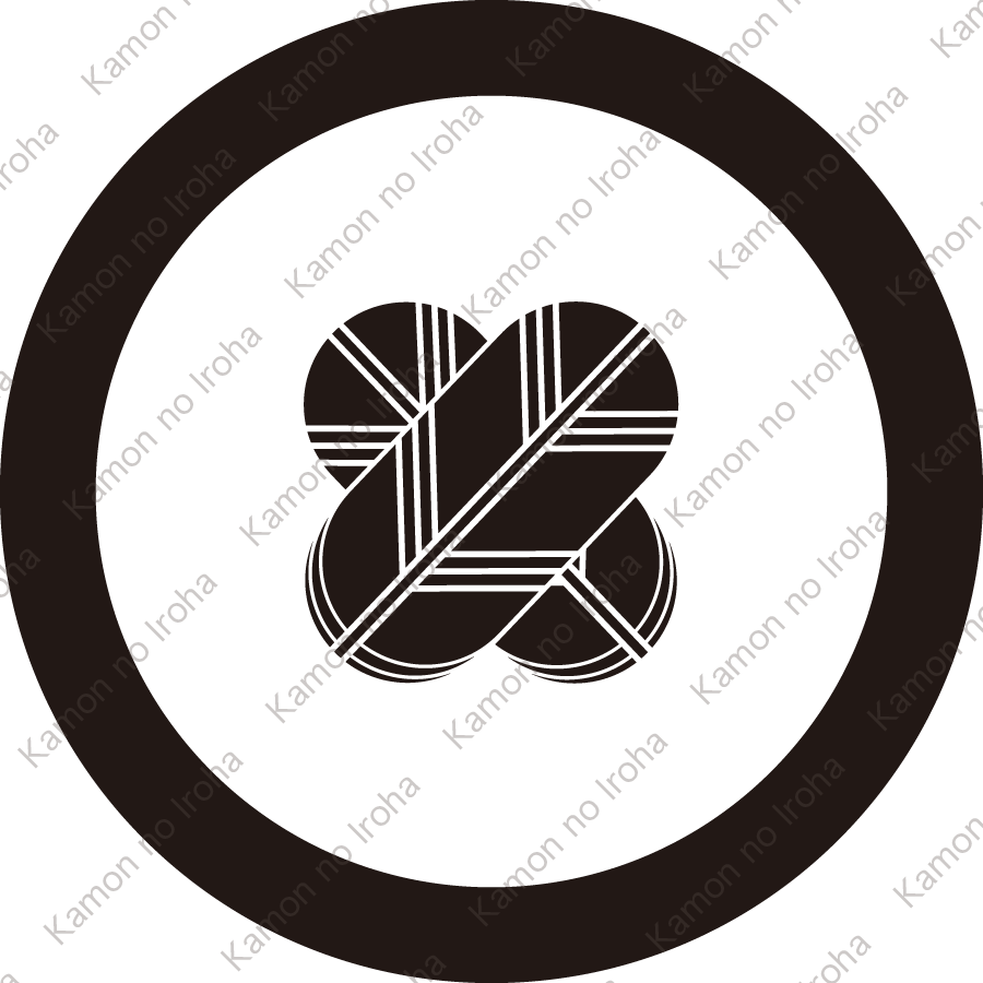 丸に豆違い鷹の羽紋