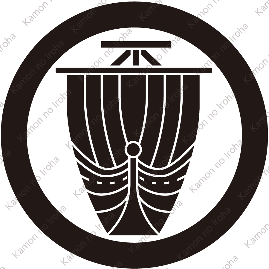 丸に真向き帆掛け船紋