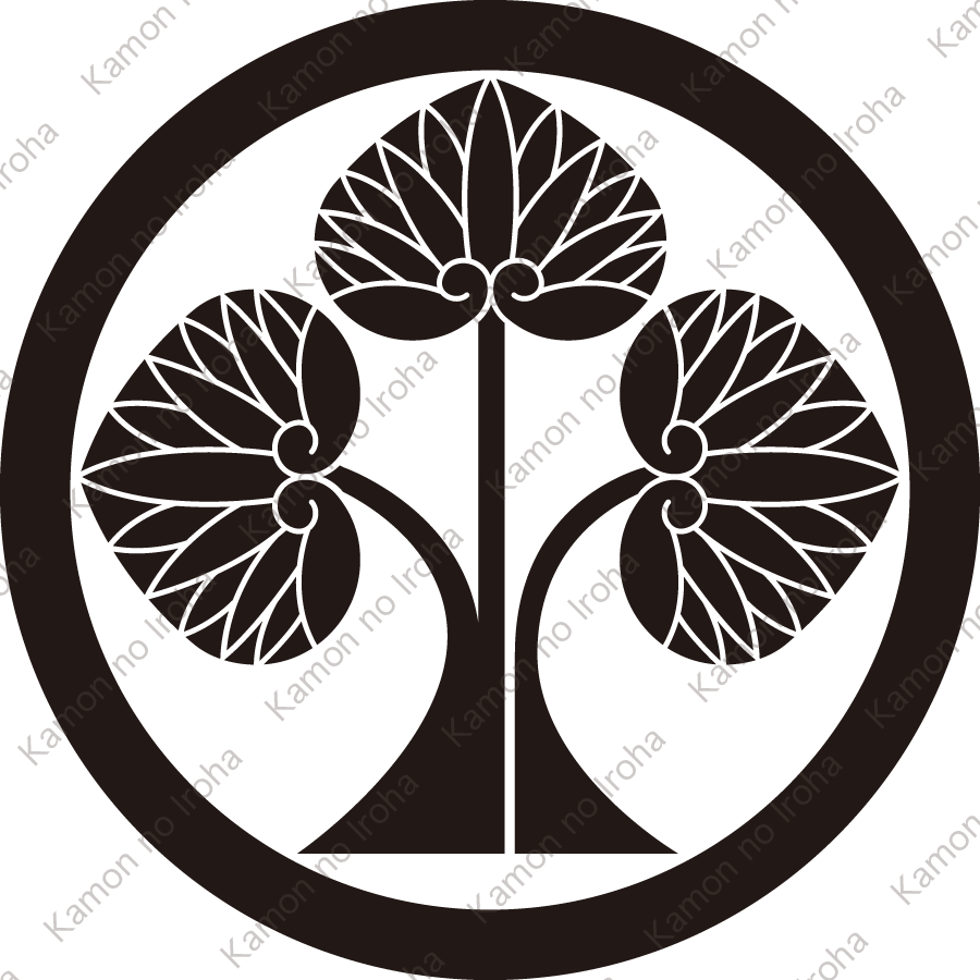 丸に右離れ立ち葵紋