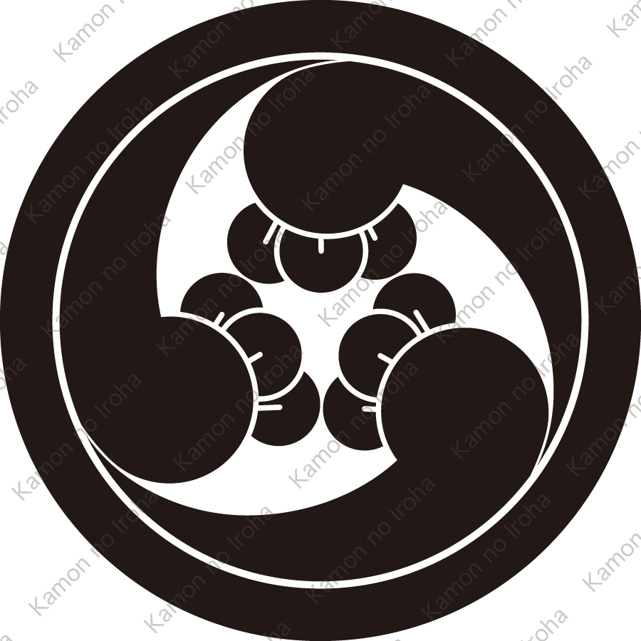 丸に右三つ丁子巴紋