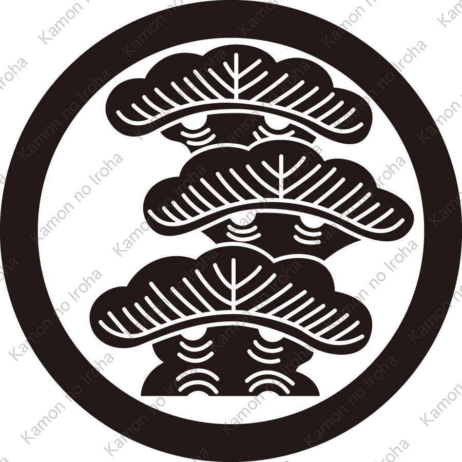 丸に右三階松紋