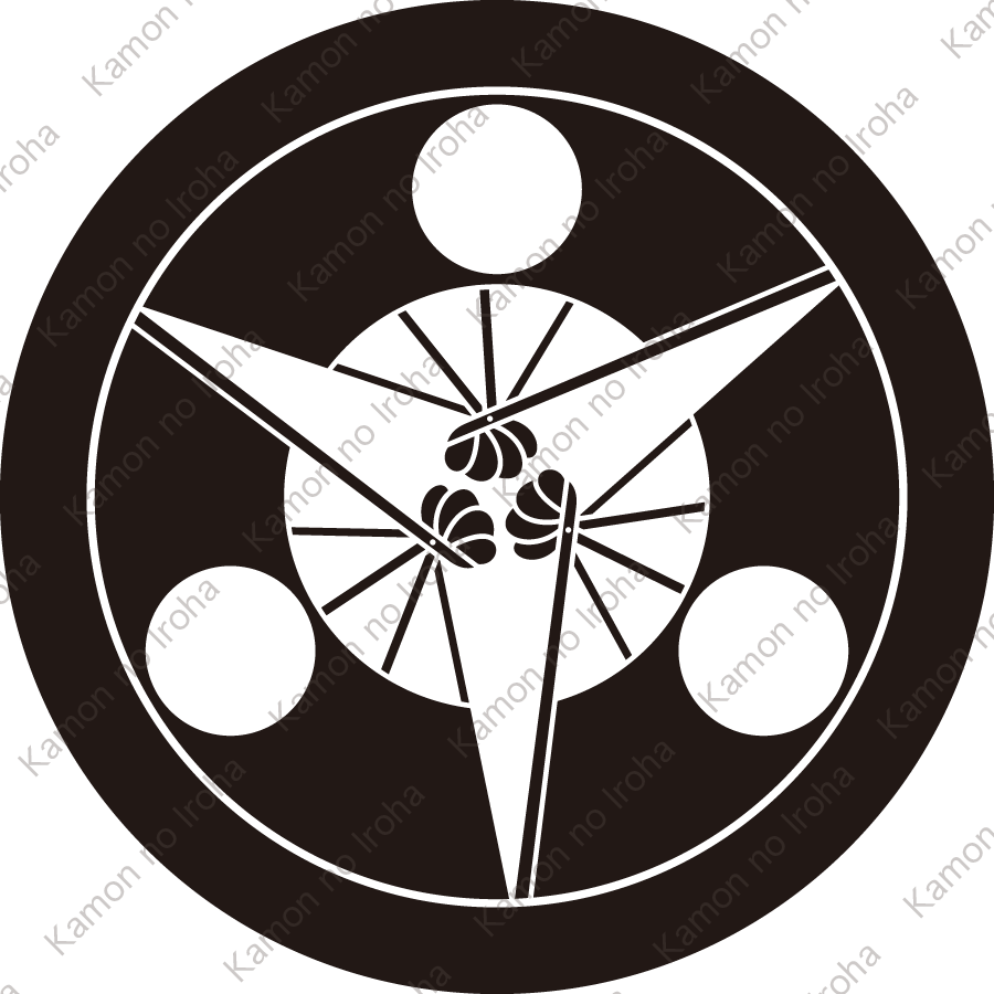 丸に三つ日の丸扇紋