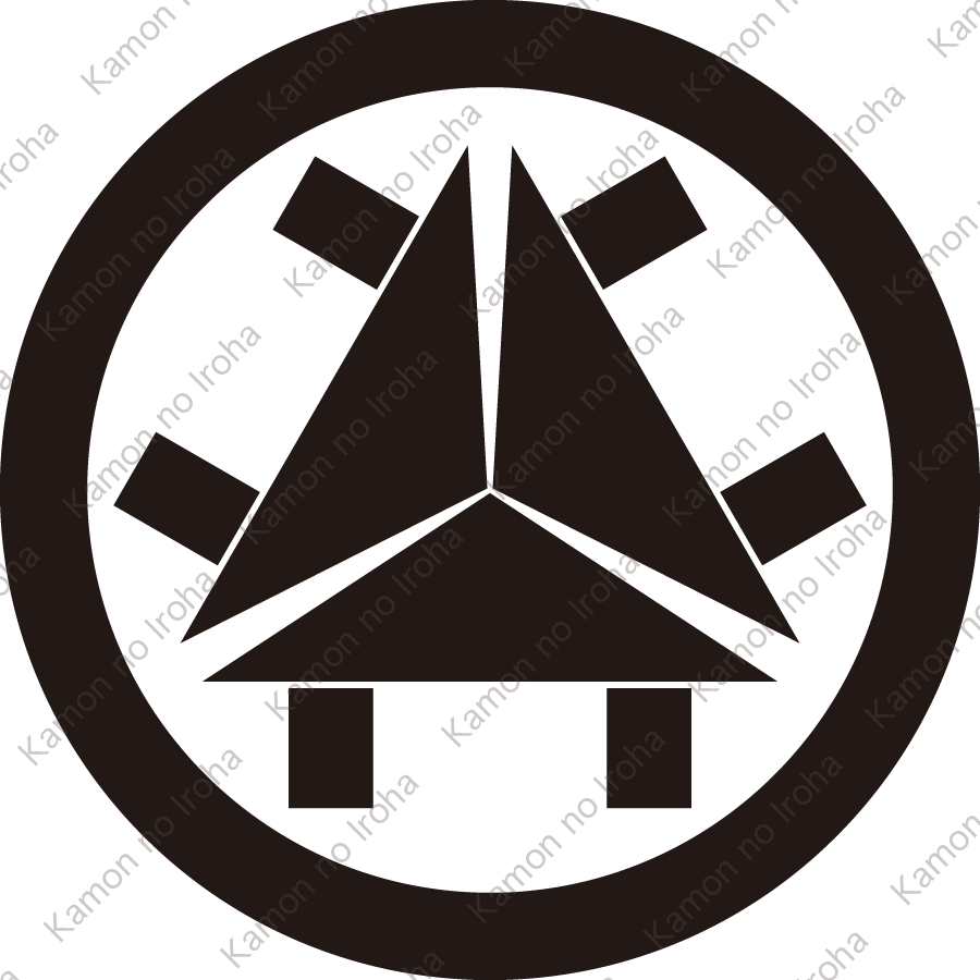 丸に三つ頭合せ庵紋