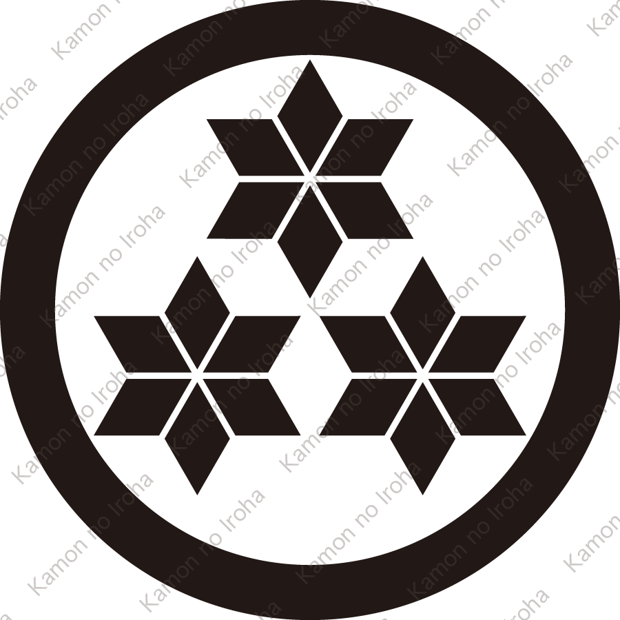 丸に三つ盛り麻の葉紋