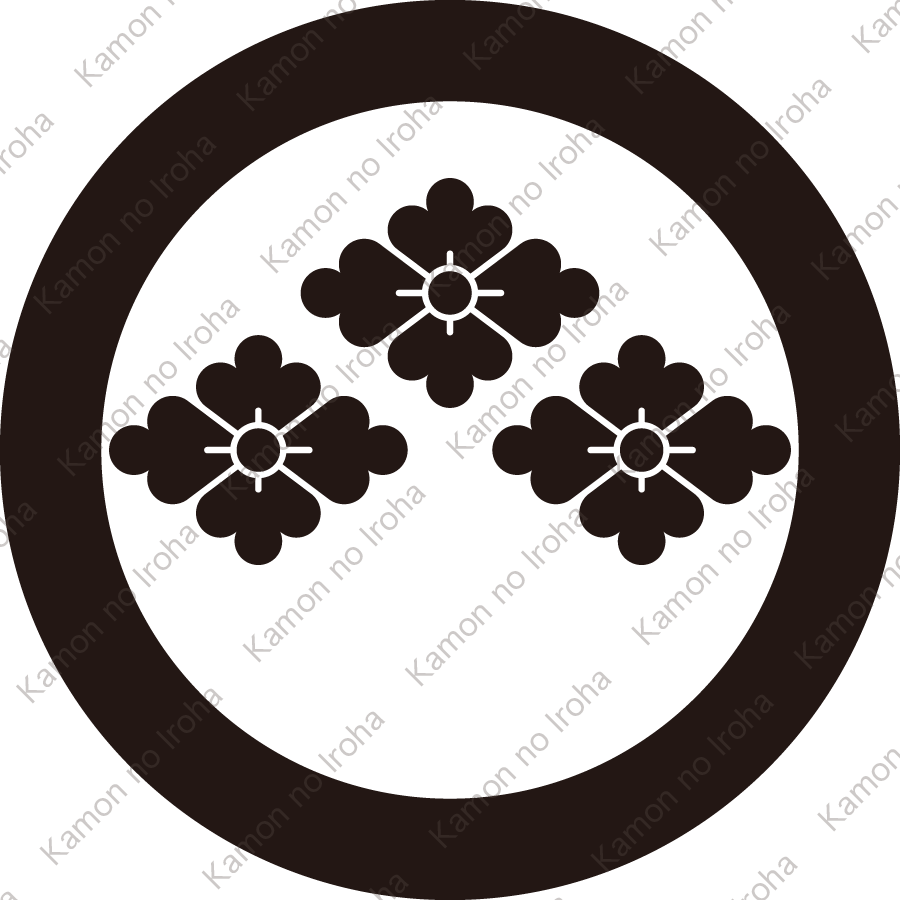 丸に三つ盛り花菱紋