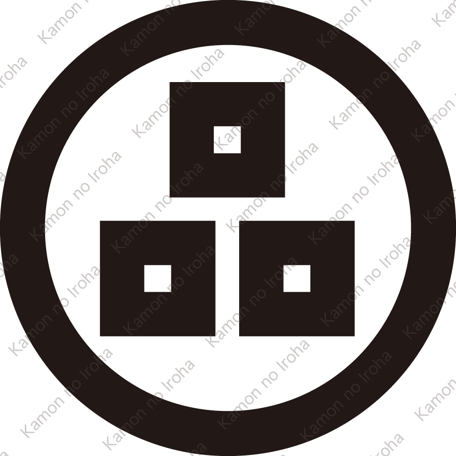 丸に三つ盛り平釘抜紋