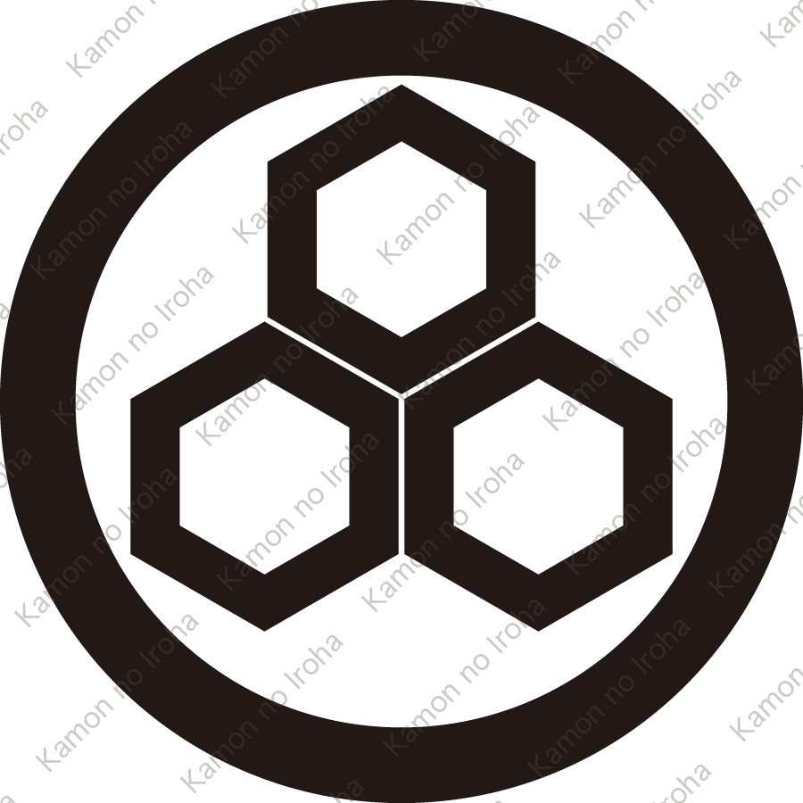 丸に三つ盛り一重亀甲紋