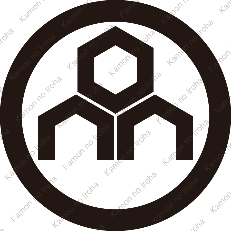 丸に三つ盛り一重亀甲崩し紋