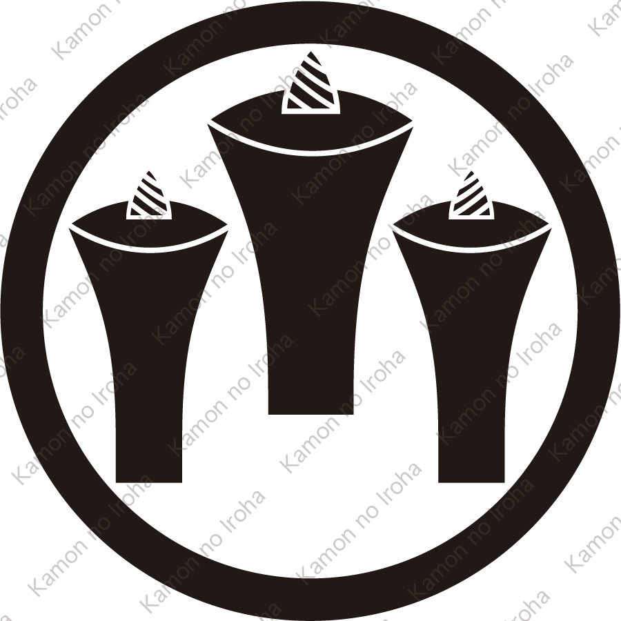 丸に三つ盛り蝋燭紋