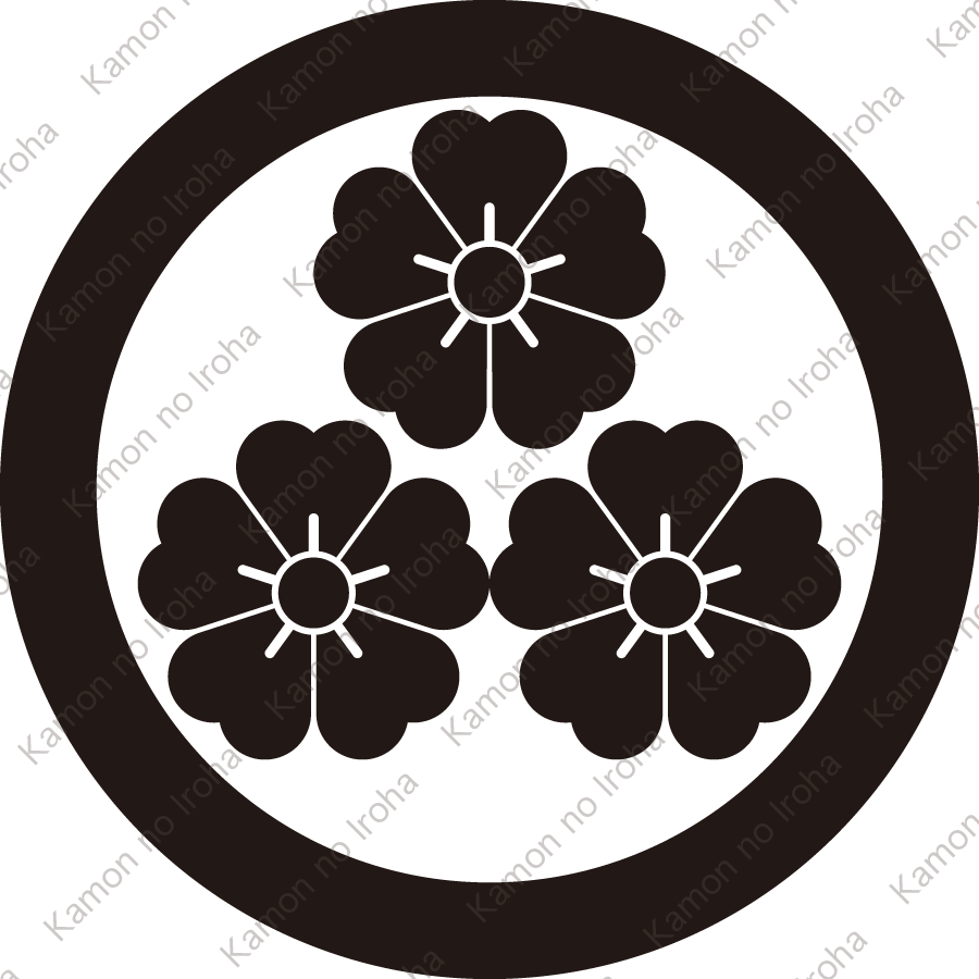 丸に三つ盛り桜紋