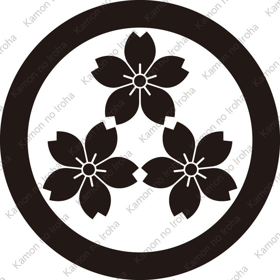 丸に三つ盛り山桜紋