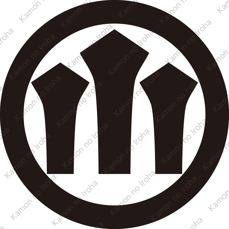 丸に三つ並び剣（2）紋