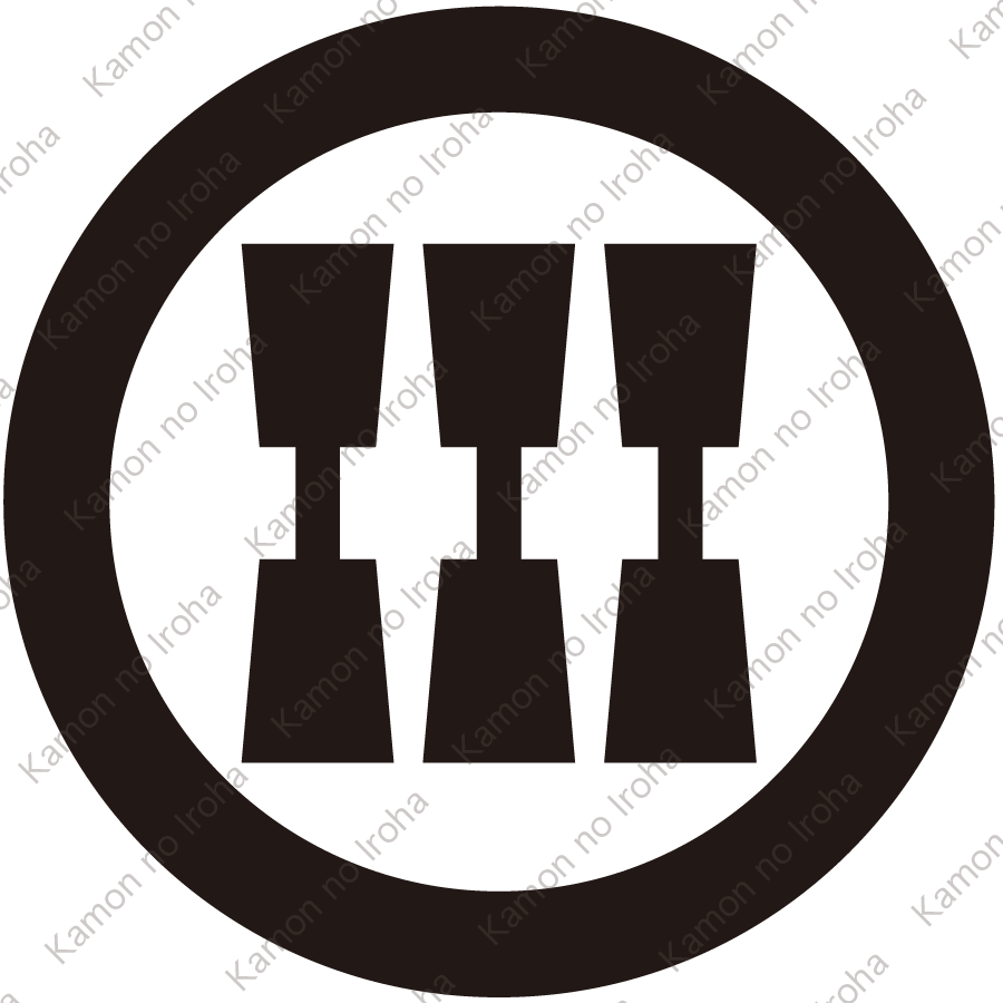 丸に三つ並び杵紋