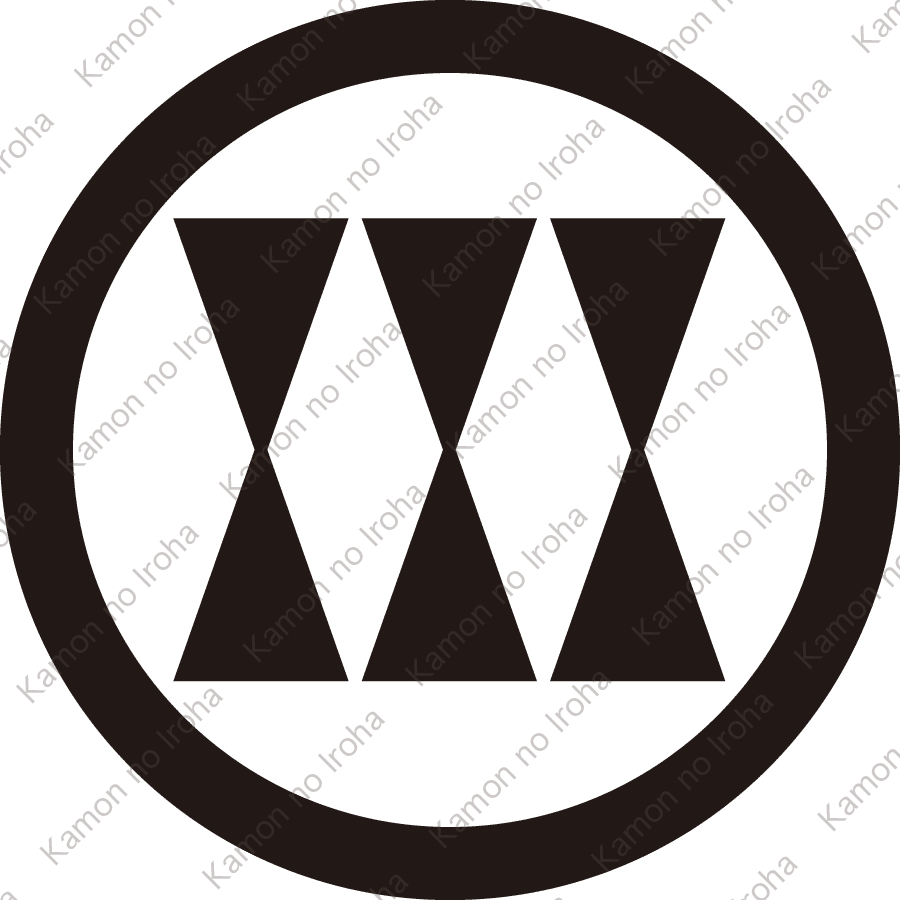 丸に三つ並び輪鼓紋