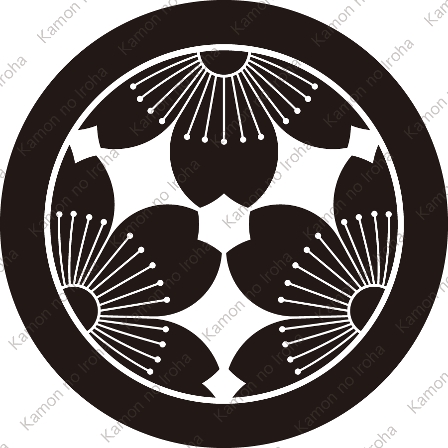 丸に三つ割り向う山桜紋