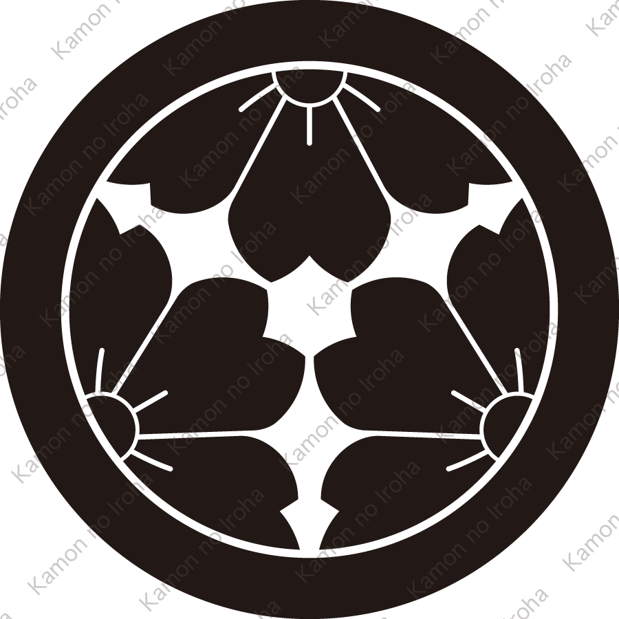 丸に三つ割り山桜紋