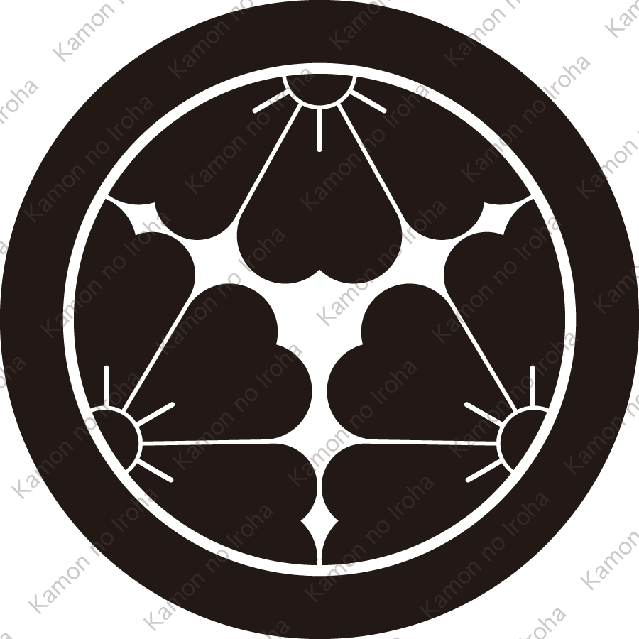 丸に三つ割り桜紋