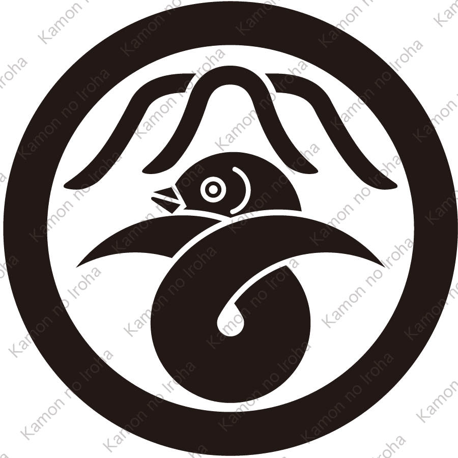 丸に三つ山結び雁金紋