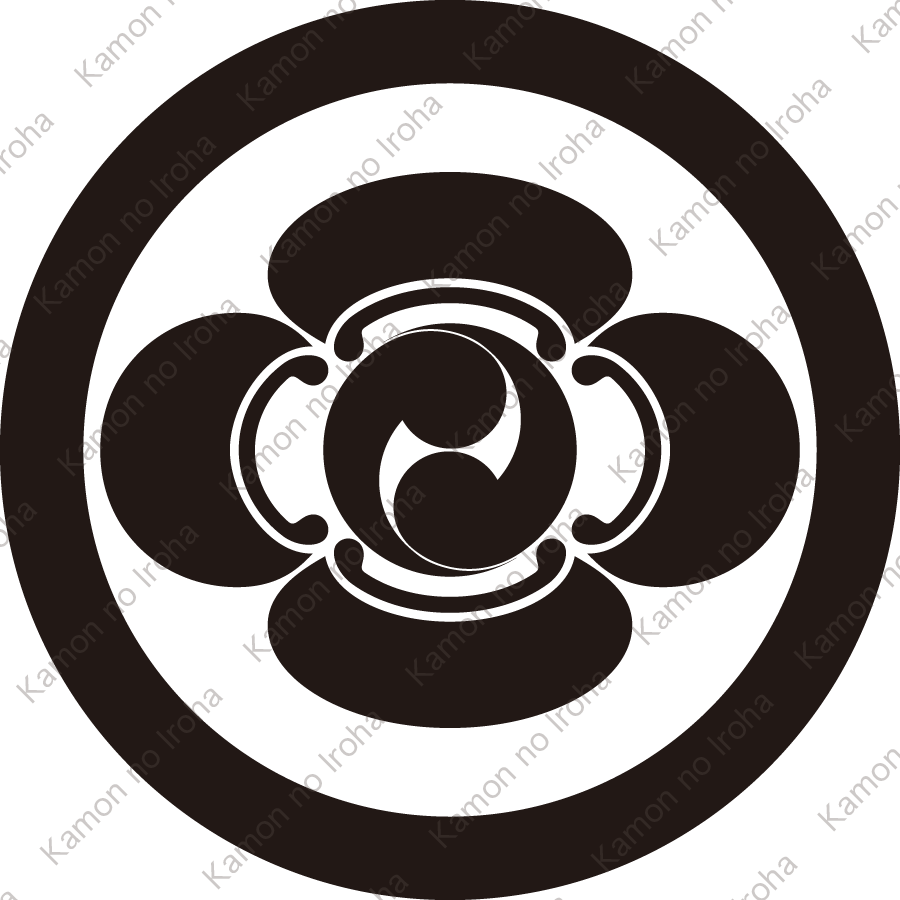 丸に木瓜に左二つ巴紋