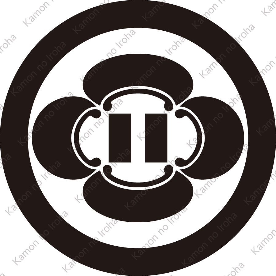 丸に木瓜に竪二つ引き紋