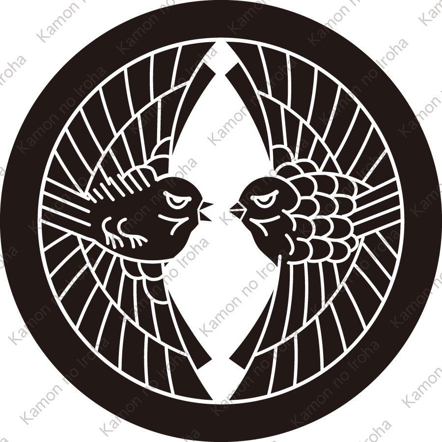 丸に対い雀紋