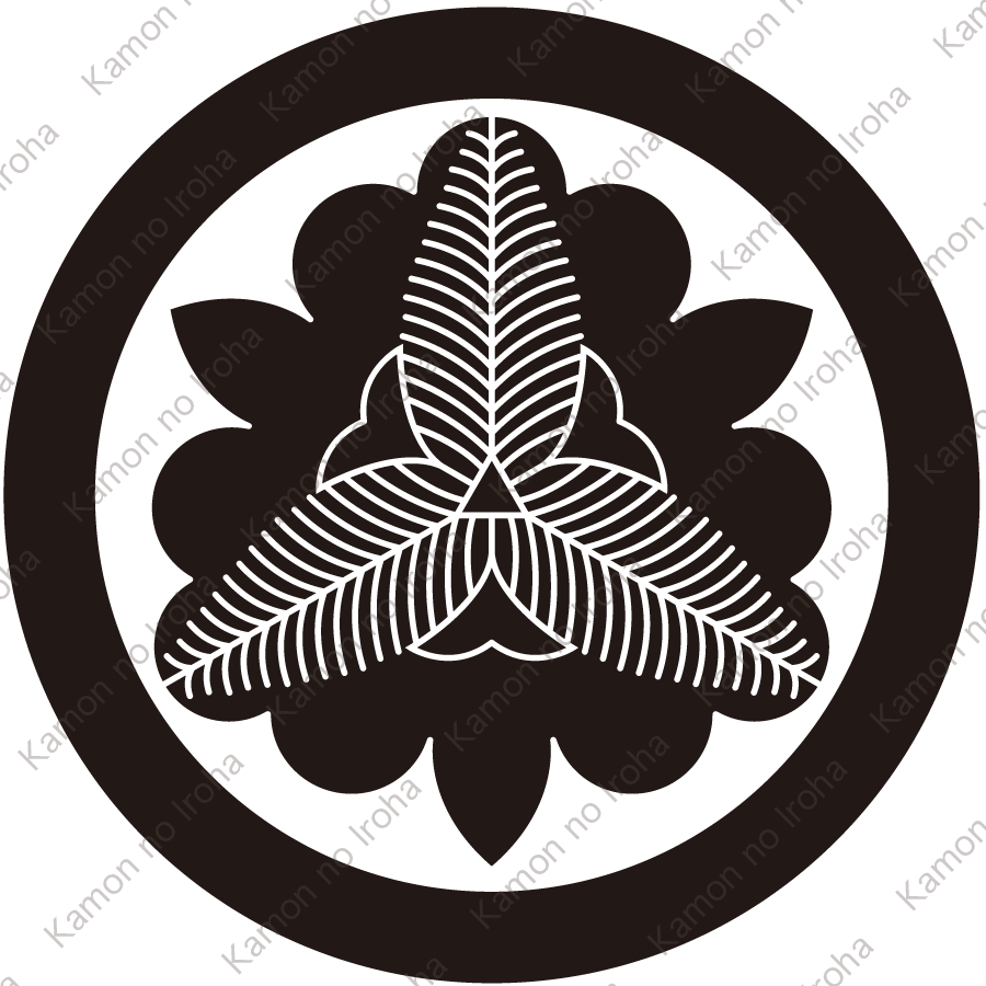 丸に向う杜若の花紋