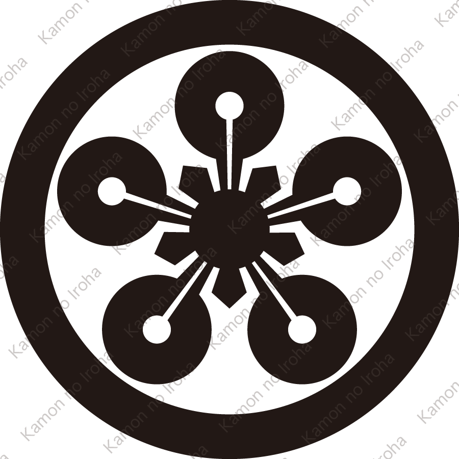 丸に向う梅鉢（2）紋