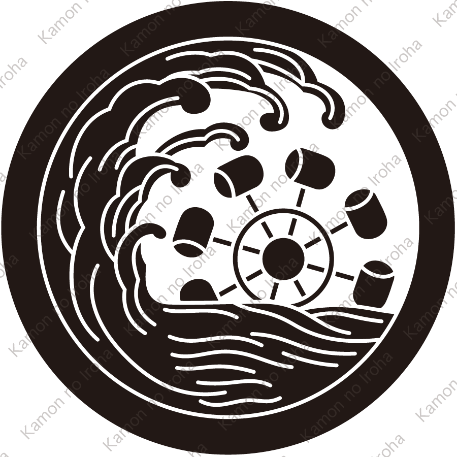 丸に浪に水車紋