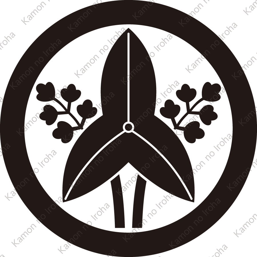 丸に二本茎立ち沢瀉紋