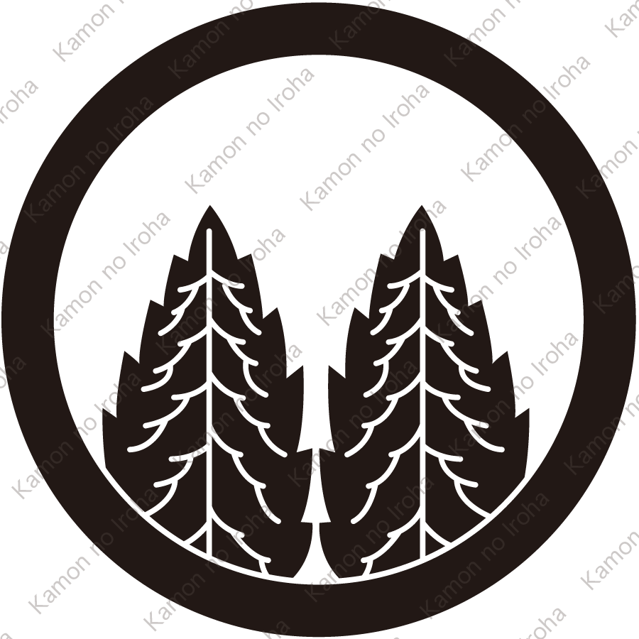 丸に覗き二本杉紋