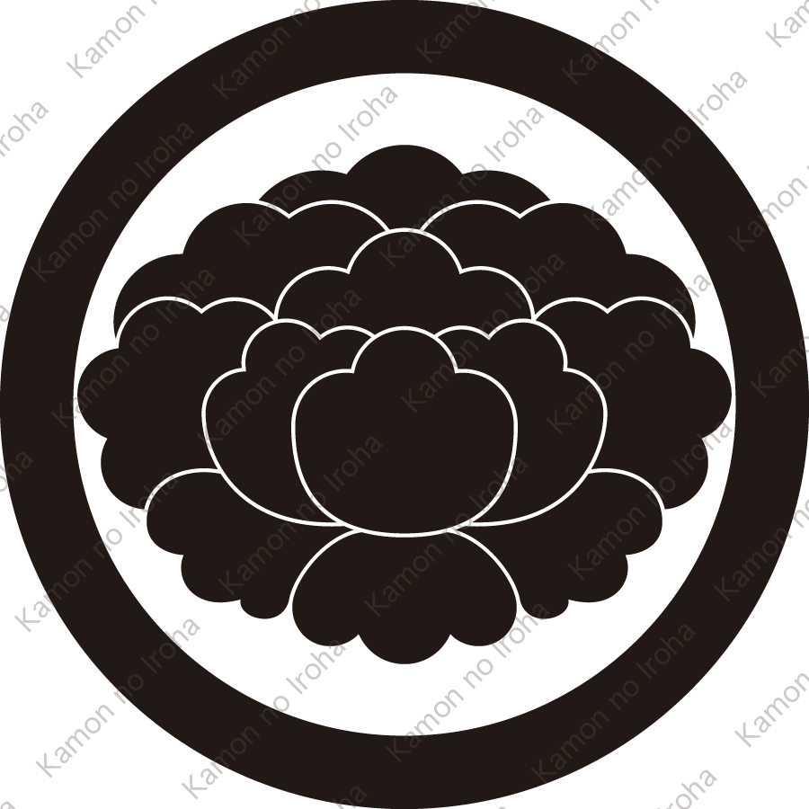 丸に落ち牡丹紋