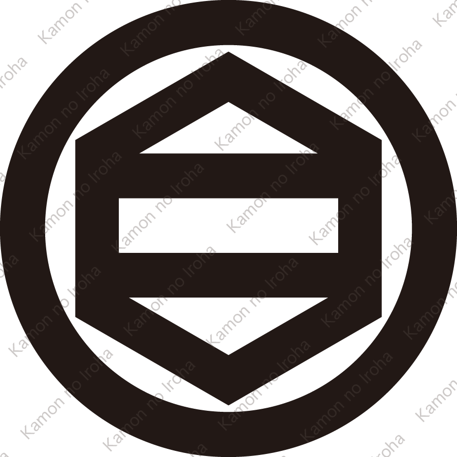 丸に六角に二つ引き紋