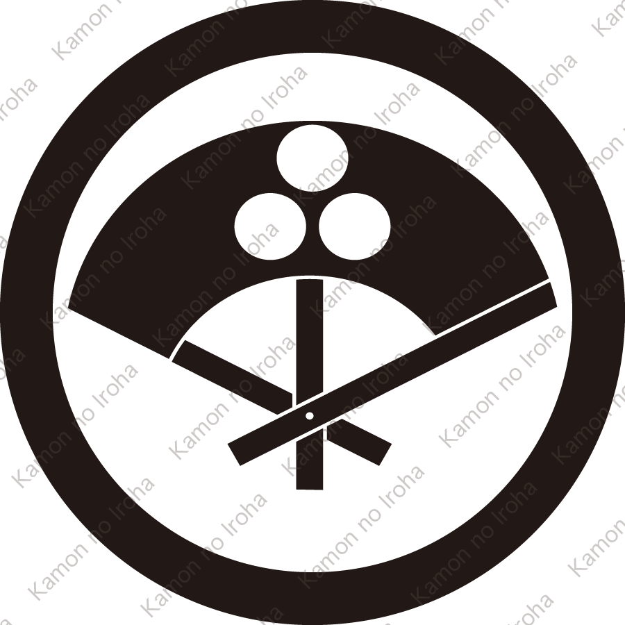 丸に三本骨扇に三つ星紋