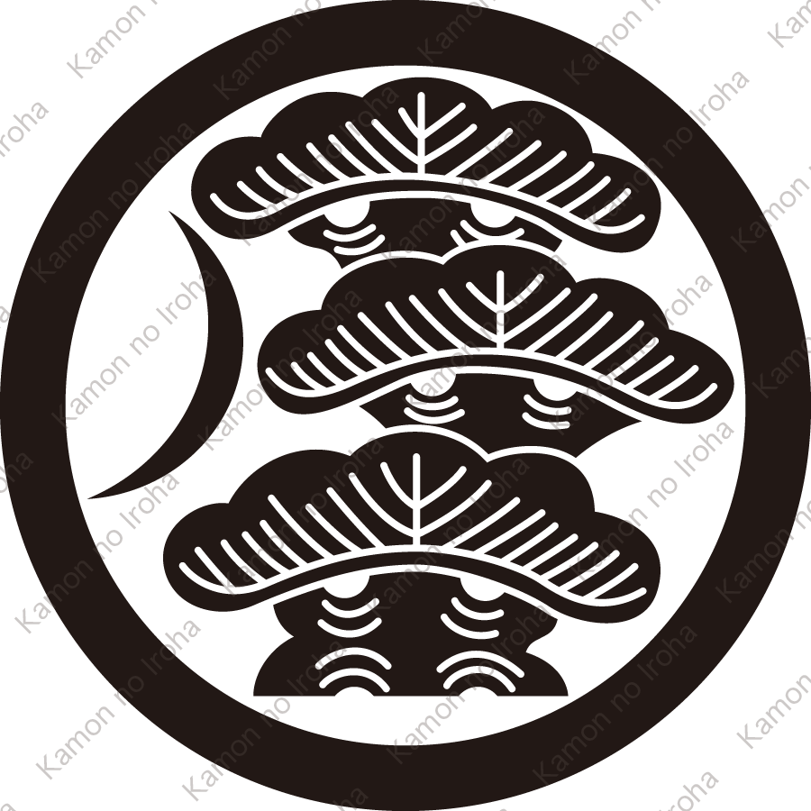 丸に三階松に月紋