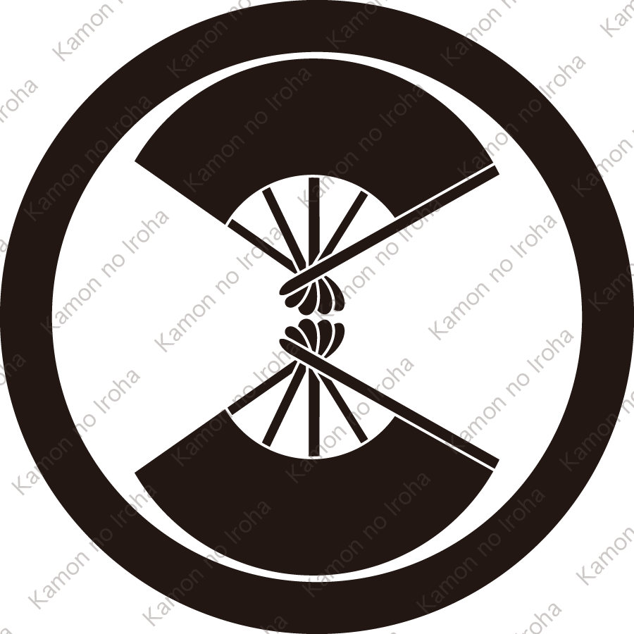 丸に尻合わせ二つ扇紋