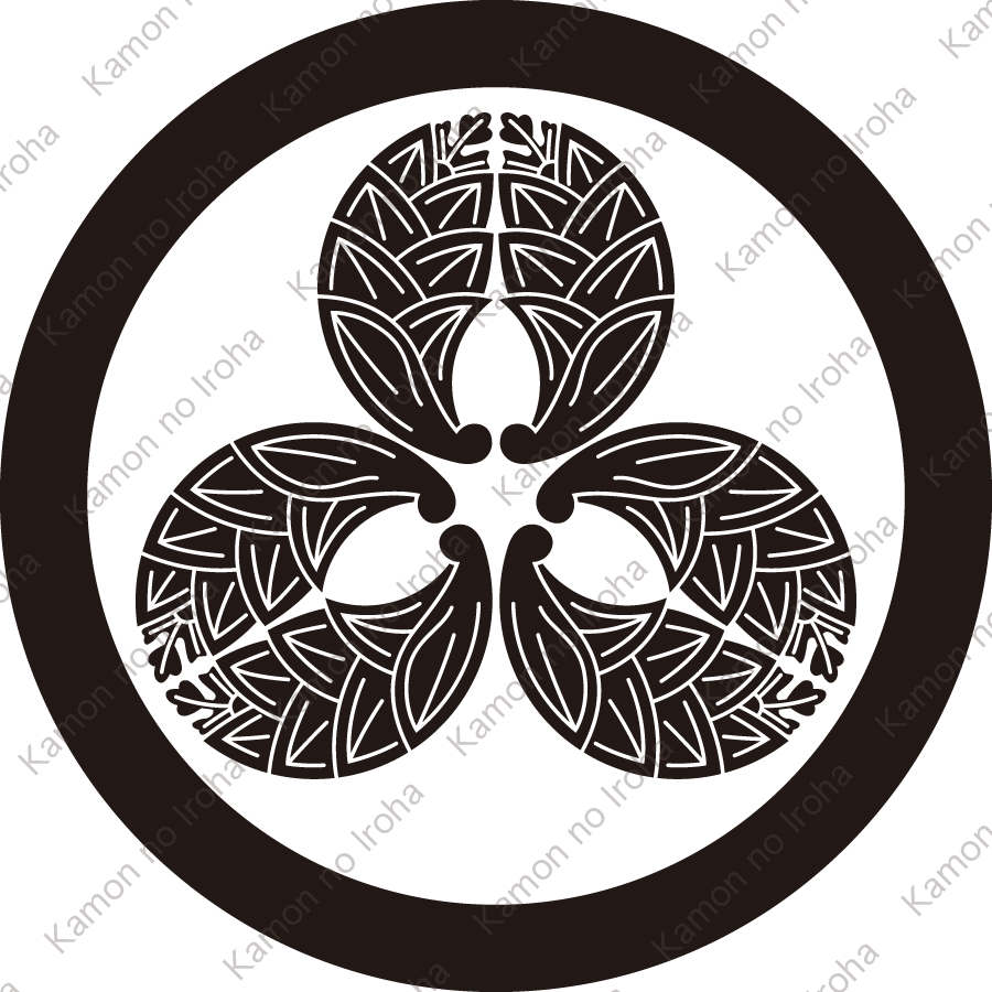 丸に尻合わせ三つ抱き茗荷紋