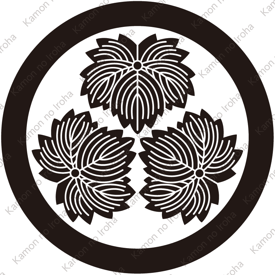 丸に尻合せ三つ鬼蔦紋