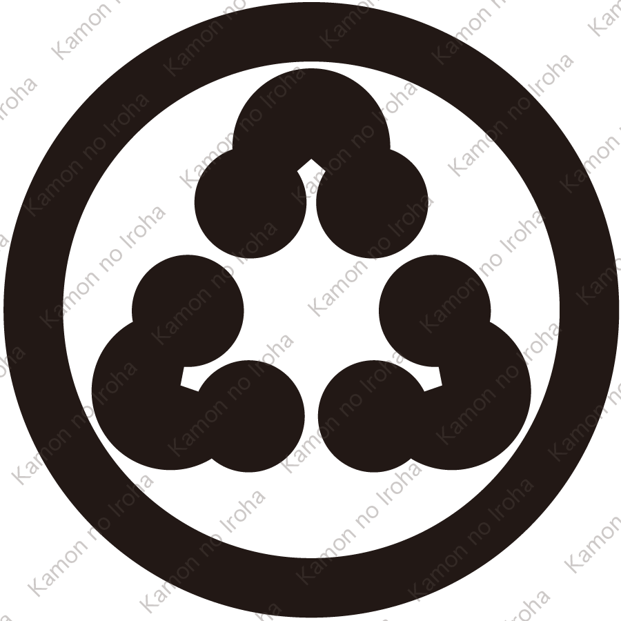 丸に尻合せ三つ洲浜紋