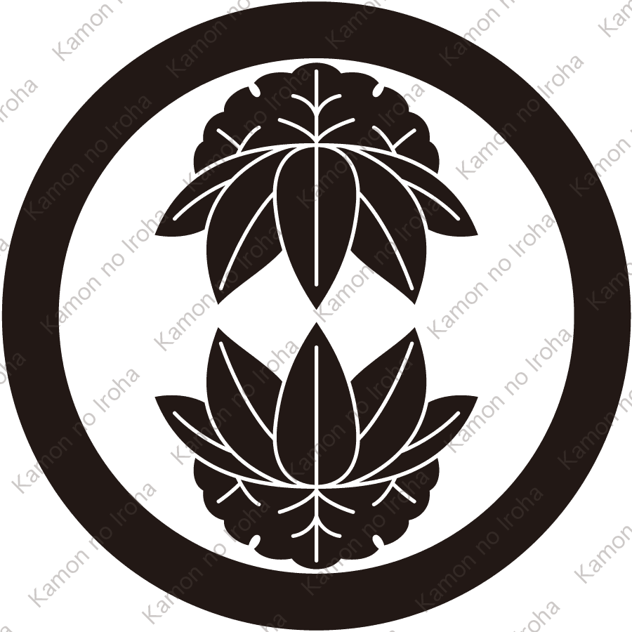 丸に尻合せ雪持ち笹紋