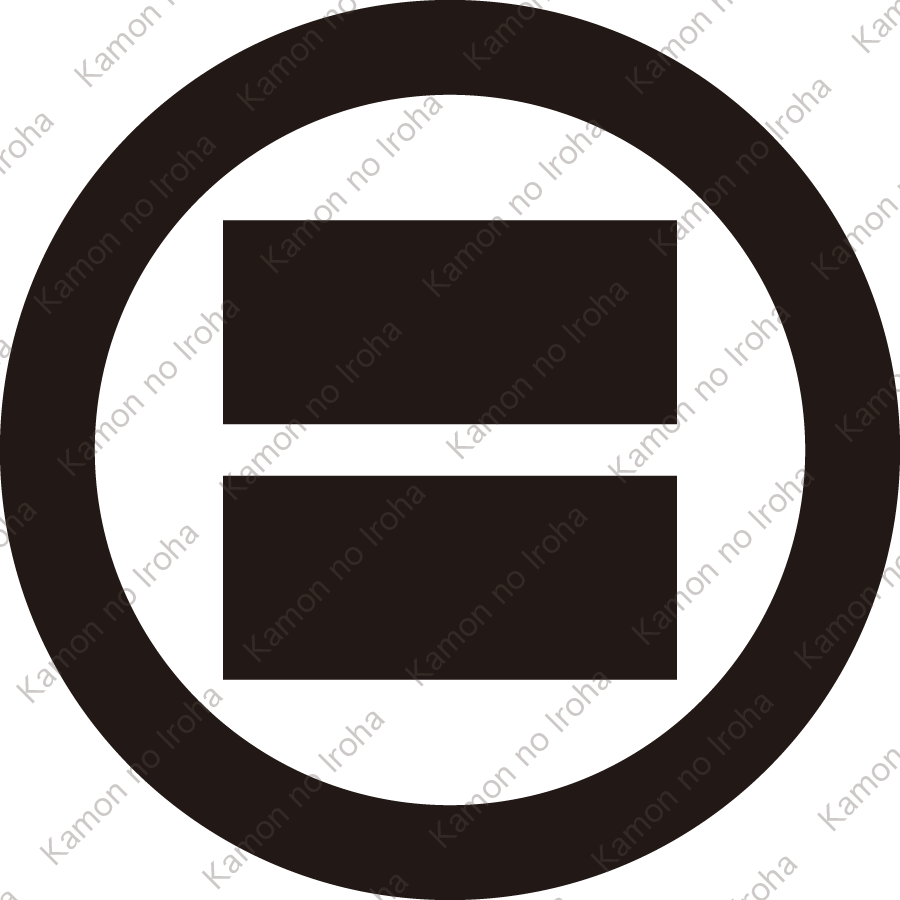 丸に揃い二つ引き紋