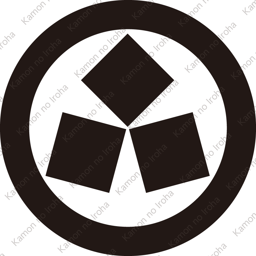 丸に隅合わせ三つ石紋