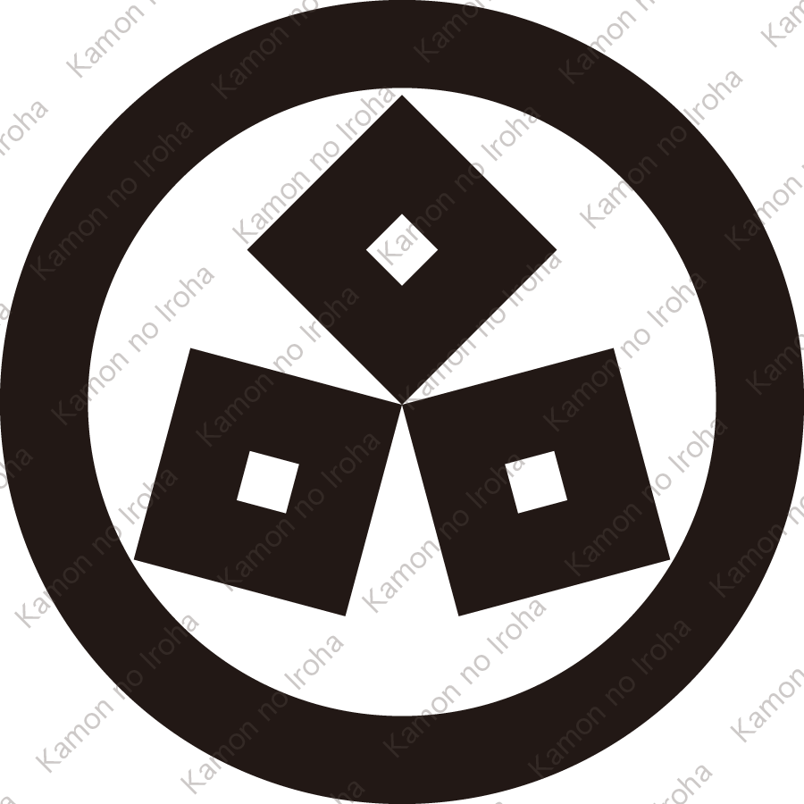 丸に隅合せ三つ釘抜紋