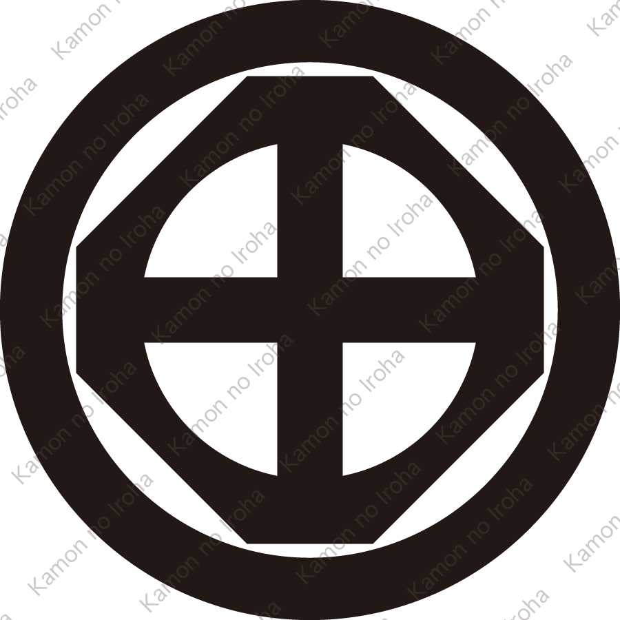 丸に隅切り鉄砲轡紋