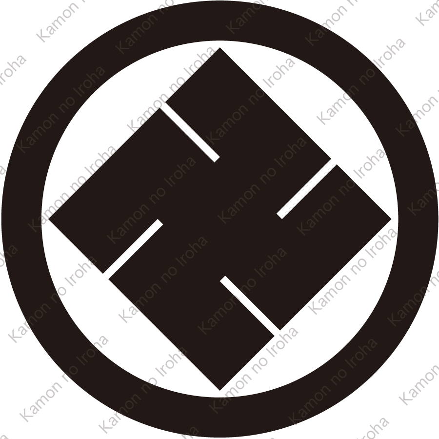 丸に隅立て左万字紋
