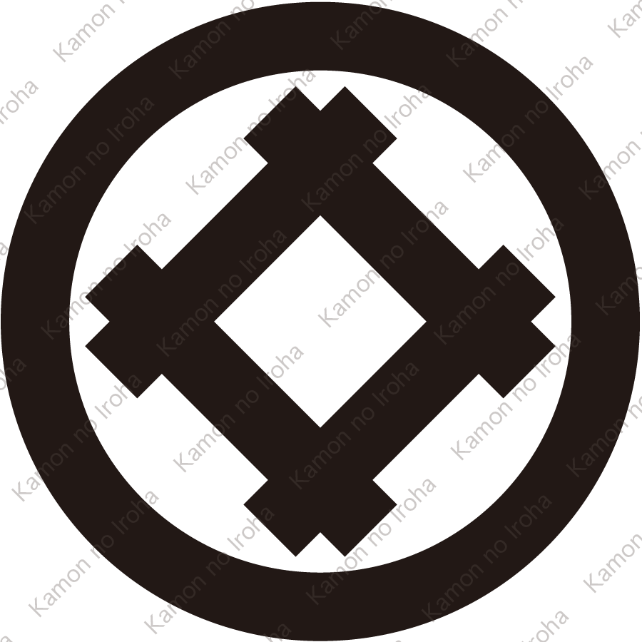 丸に隅立て井筒紋