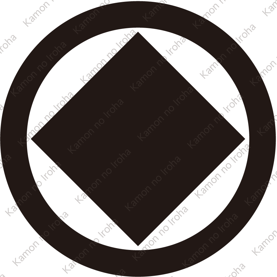 丸に隅立て角持ち紋