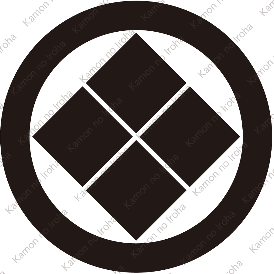 丸に隅立て四つ石紋