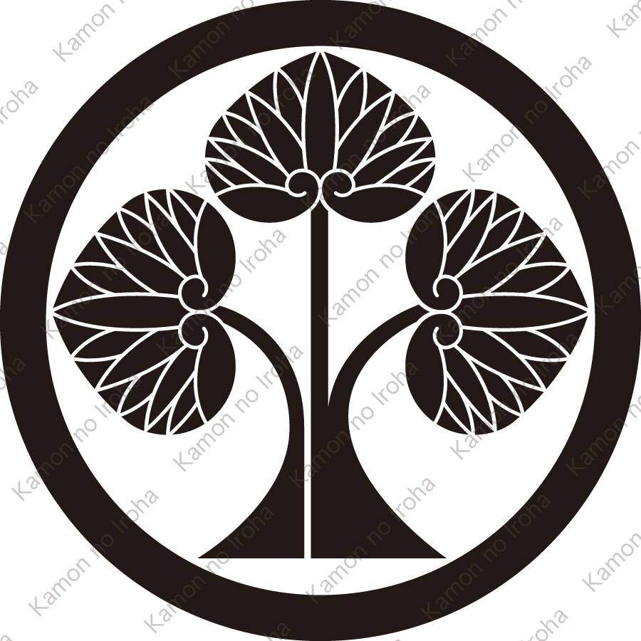 丸に左離れ立ち葵紋