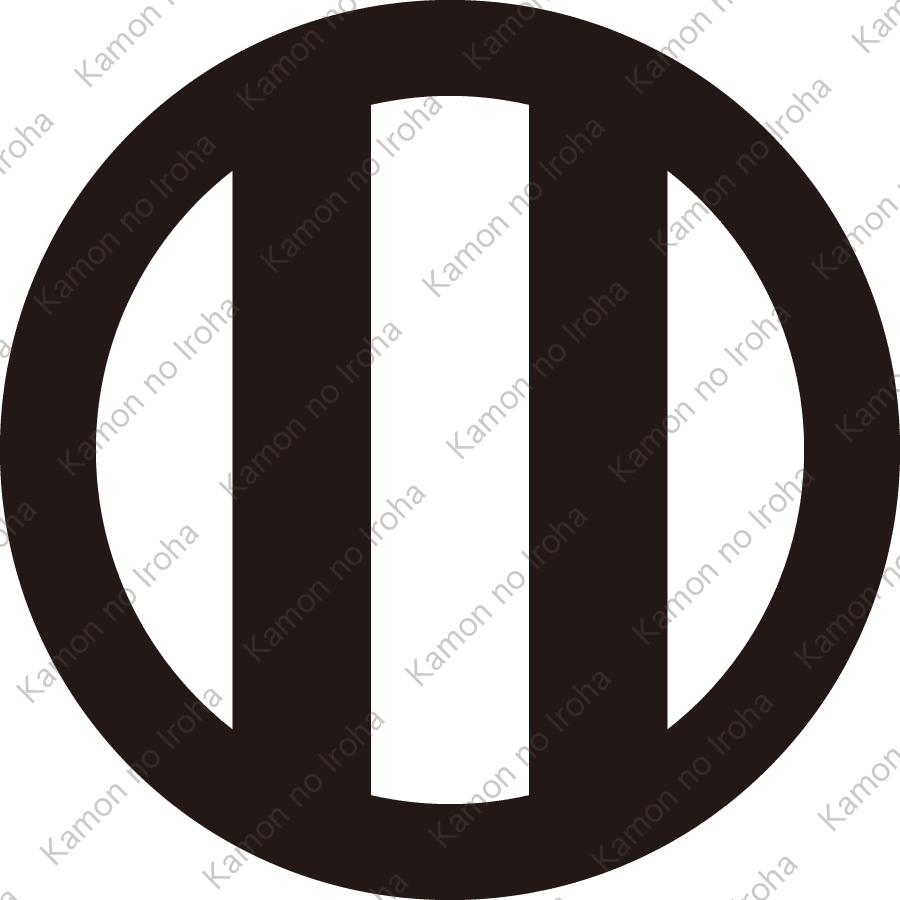 丸に竪二つ引き紋